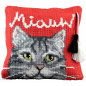 Pako, kit coussin au point de croix Chat qui miaule (PA003.400)