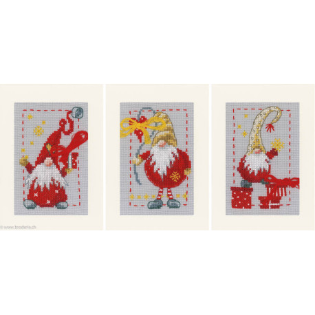 Vervaco, Kit carte de voeux Lutin de Noël lot de 3 (PN0185078)