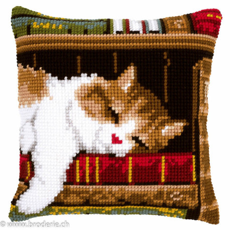 Vervaco, kit coussin Chat dans bilbliothèque (PN0146409)