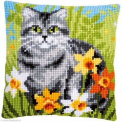 Vervaco, kit coussin Chat dans jonquilles (PN0150975)