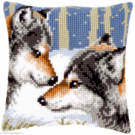 Vervaco, kit coussin deux loups en hiver (PN0021844)