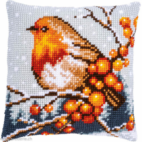 Vervaco, Kit coussin Rouge-gorge en hiver (PN0199077)