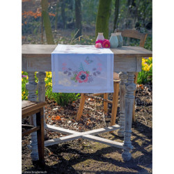 Vervaco, Kit imprimé chemin de table Fleurs pastel (PN0195363)