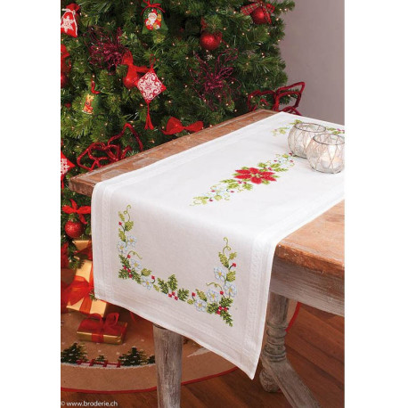 Vervaco, kit imprimé chemin de table Poinsettias (PN0013262)