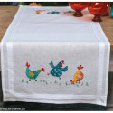 Vervaco, kit imprimé chemin de table Poules colorées (PN0197236)