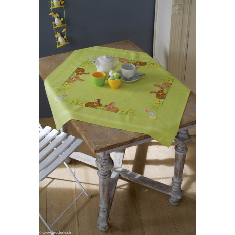 Vervaco, kit imprimé nappe Lapins et jonquilles (PN0150409)