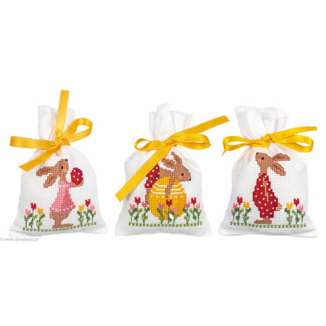 Vervaco, Kit lot de 3 sachet Lapins de Pâques (PN0196545)