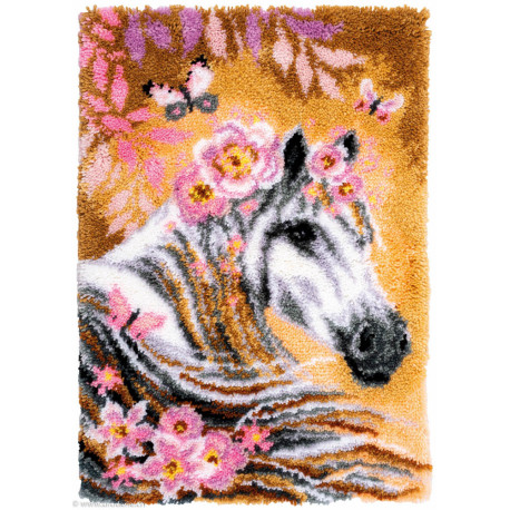 Vervaco, kit tapis Cheval avec des fleurs (PN0194644)