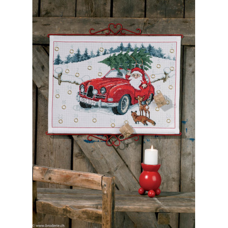 Permin, Kit calendrier de l'Avent - Père-noël en voiture (PE34-0617)