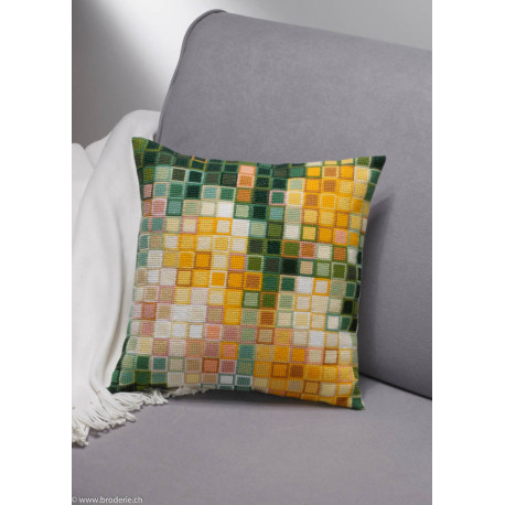 Permin, kit facile coussin Pixel jaune-vert (PE83-8808)