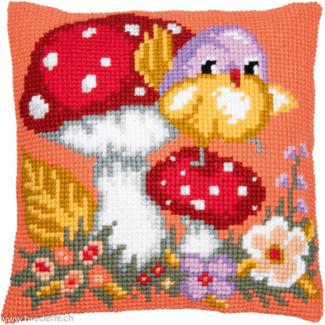 Vervaco, kit coussin au point de croix Oiseau et champignon (PN0205281)