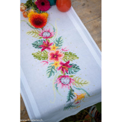 Vervaco, kit imprimé chemin de table Fleurs tropicales (PN0199051)