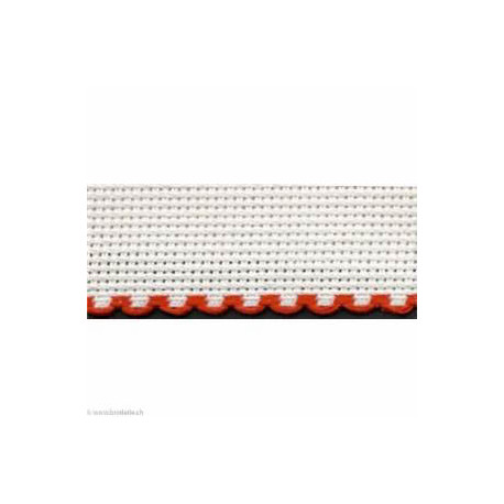 DMC, Bande à broder blanche 8.5 cm bordure Rouge (DG677R)