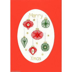 Bothy Threads, kit carte de voeux Christmas Baubles (BOXMAS42)