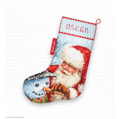 LetiStitch, kit Christmas Stocking Santa Claus and snowman (SLETI921)