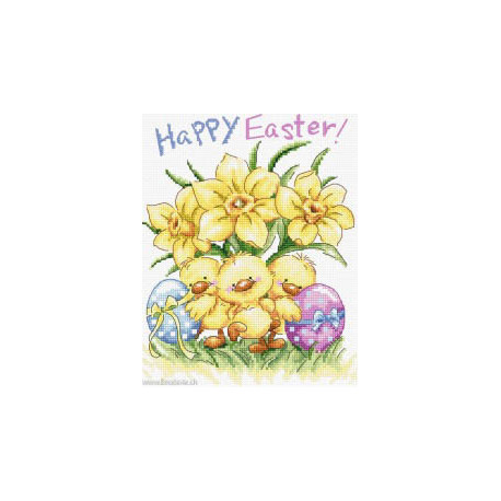 LetiStitch, kit Three Chicks with Daffodils and Egg (SLETIL8059)