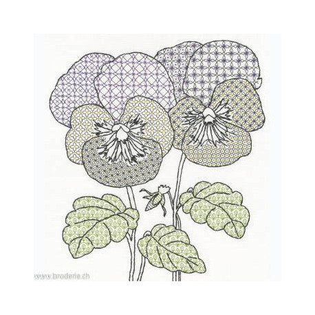 Bothy Threads, kit Blackwork Pansies (BOXBW9)