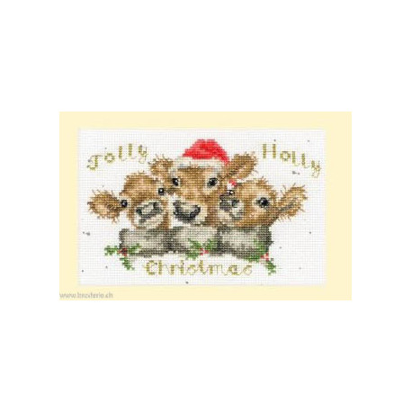 Bothy Threads, kit carte de voeux - Jolly Holly (BOXMAS75)