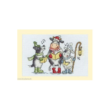 Bothy Threads, kit carte de voeux - Woof,Moo,Baa (BOXMAS74)