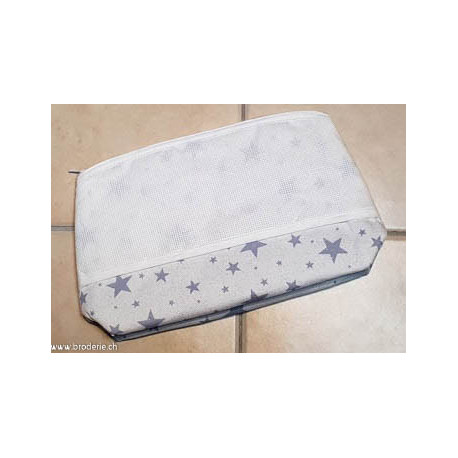 La Chiocciolina, pochette blanche irisée avec soufflet, étoiles (NA00226.03)