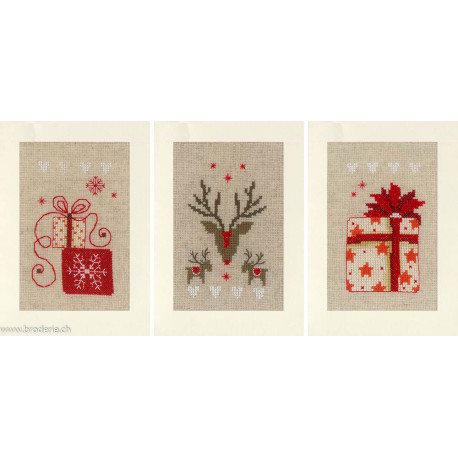 Vervaco, Kit cartes voeux de Noël, lot de 3 (PN0157727)