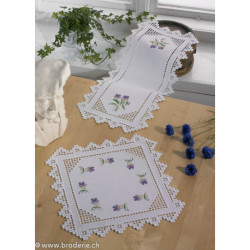 Permin of Copenhagen, kit hardanger napperon et violettes (PE10-2853)