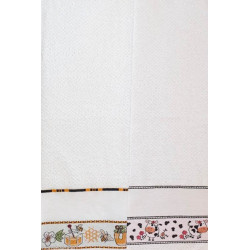 Ricami, Linge éponge blanc avec bordure miel (CU00385V)