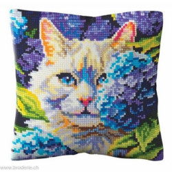 Collection d'Art, kit coussin Cat in hydrangeas (CADE5501)