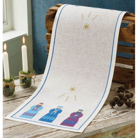 Permin, kit chemin de table The three wise men blue (PE68-4520)