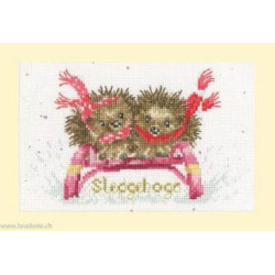 Bothy Threads, kit carte de voeux - Sledgehogs (BOXMAS76)