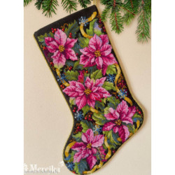 Merejka, kit Pink Poinsettia Christmas Stocking (MEK-262)