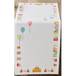 Permin, kit chemin de table Happy Birthday (PE68-5114)